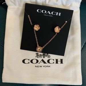 🌹Coach Tea Rose Earrings & Necklace